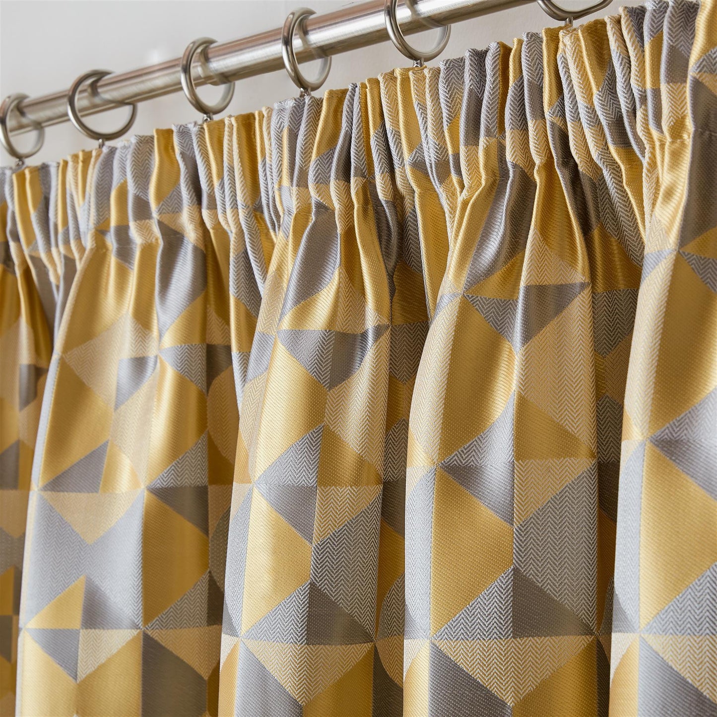 Ochre Scandi Fully Lined Pencil Pleat Curtains Pair