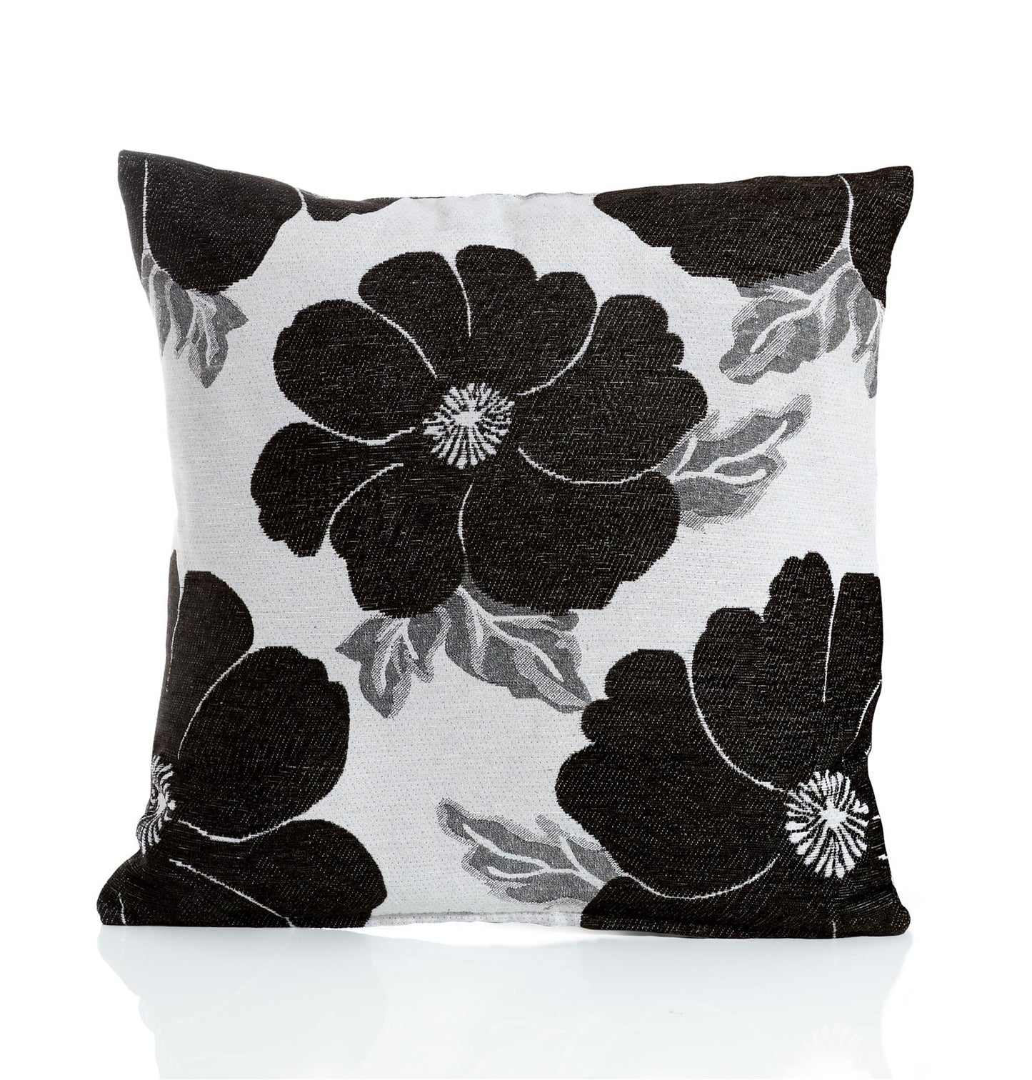Black Poppie Chenille Cushion Covers
