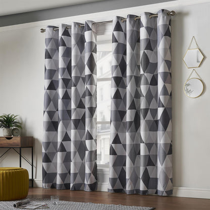 Charcoal Almo Room Darkening Eyelet Curtains - Pair