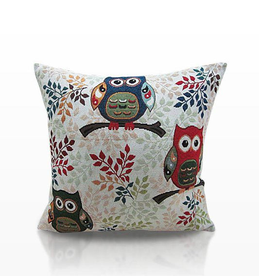 Multi Owl Tapestry Cushion Cover