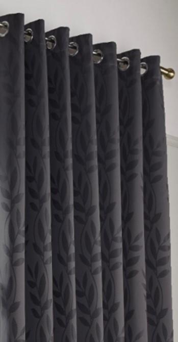 Charcoal Tivolia Fully Lined Eyelet Curtains - Pair - Including Free Tie Backs