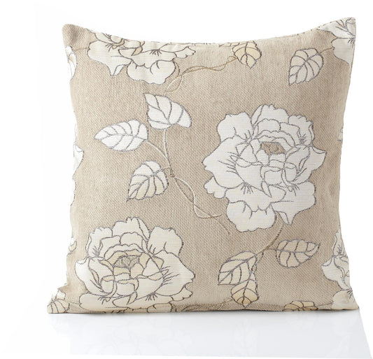 Cream Rose Chenille Cushion Covers