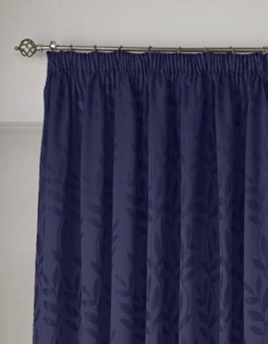 Navy Tivolia Fully Lined Pencil Pleat Curtains - Pair - Including Free Tie Backs