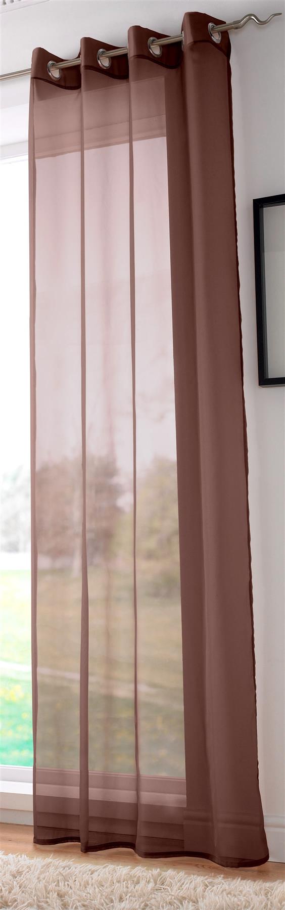 Chocolate Plain Voile Eyelet Panel. Including Free Tie Back
