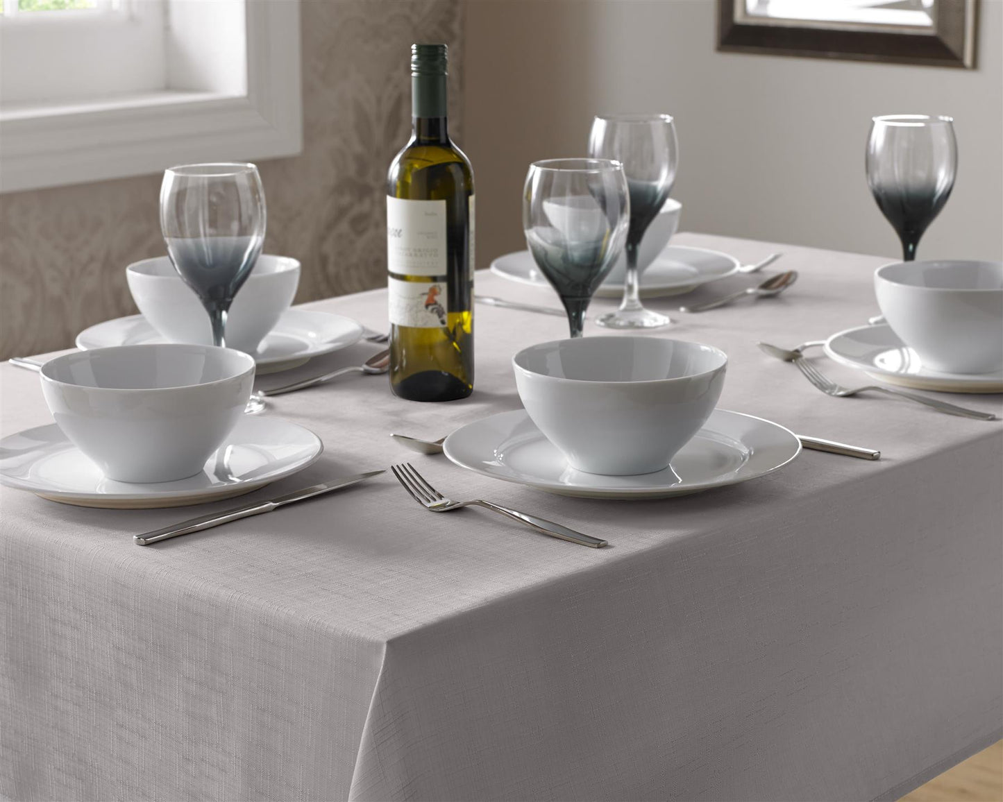 Silver Linen Look Tablecloths