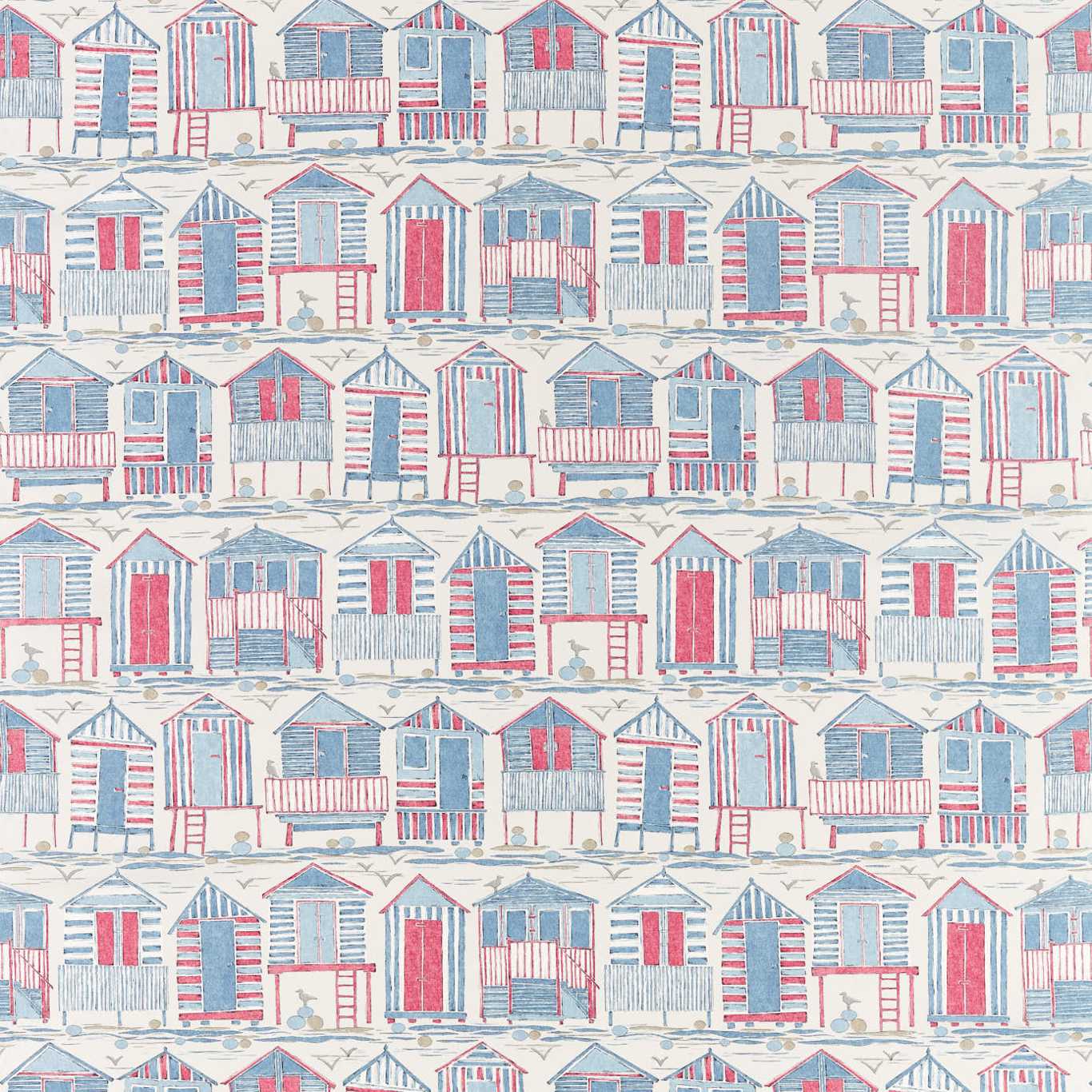 Beach Huts Fabric by Sanderson Home - DCOA226490 - Nautical