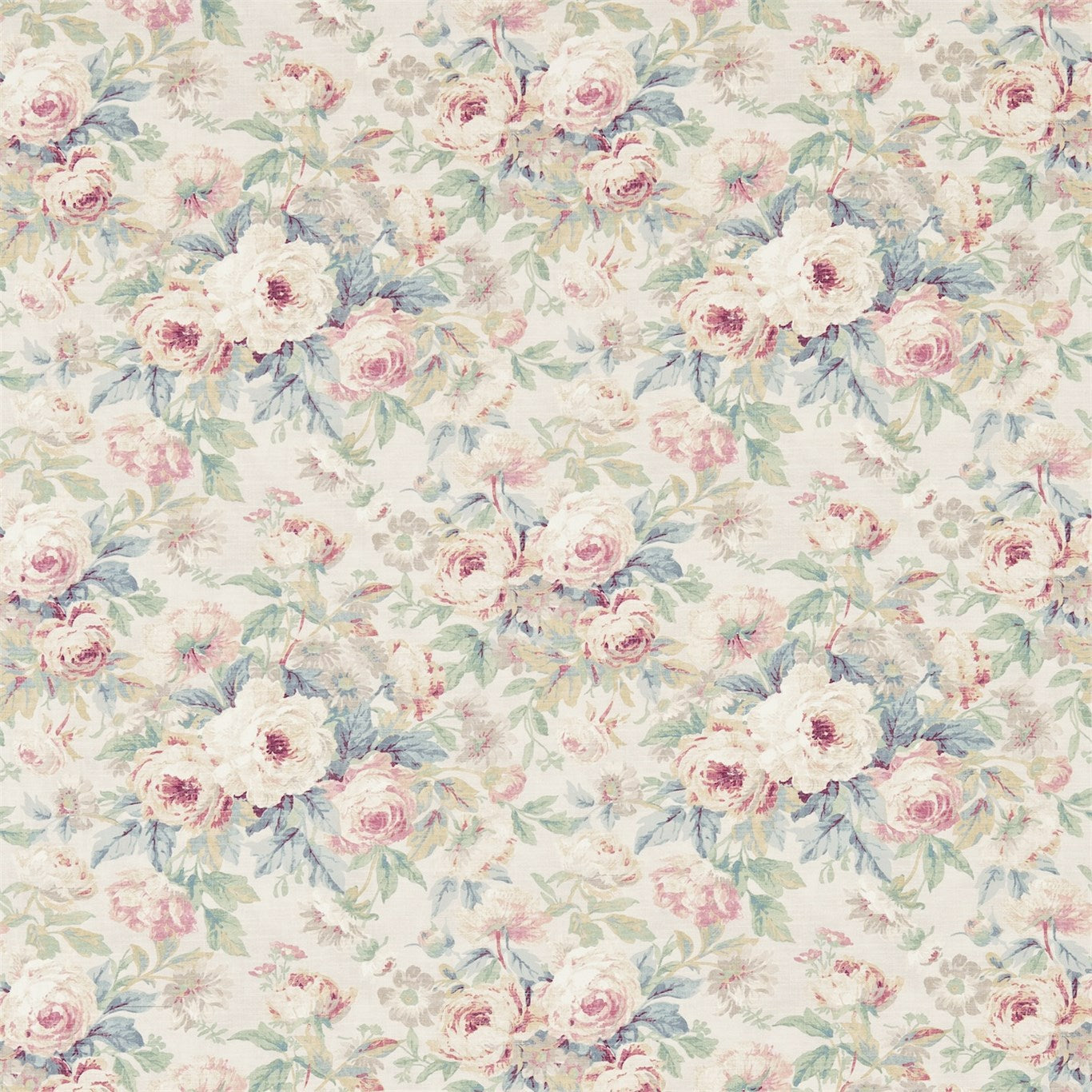 Amelia Rose Fabric by Sanderson - DFAB223977 - Wedgwood/Rose