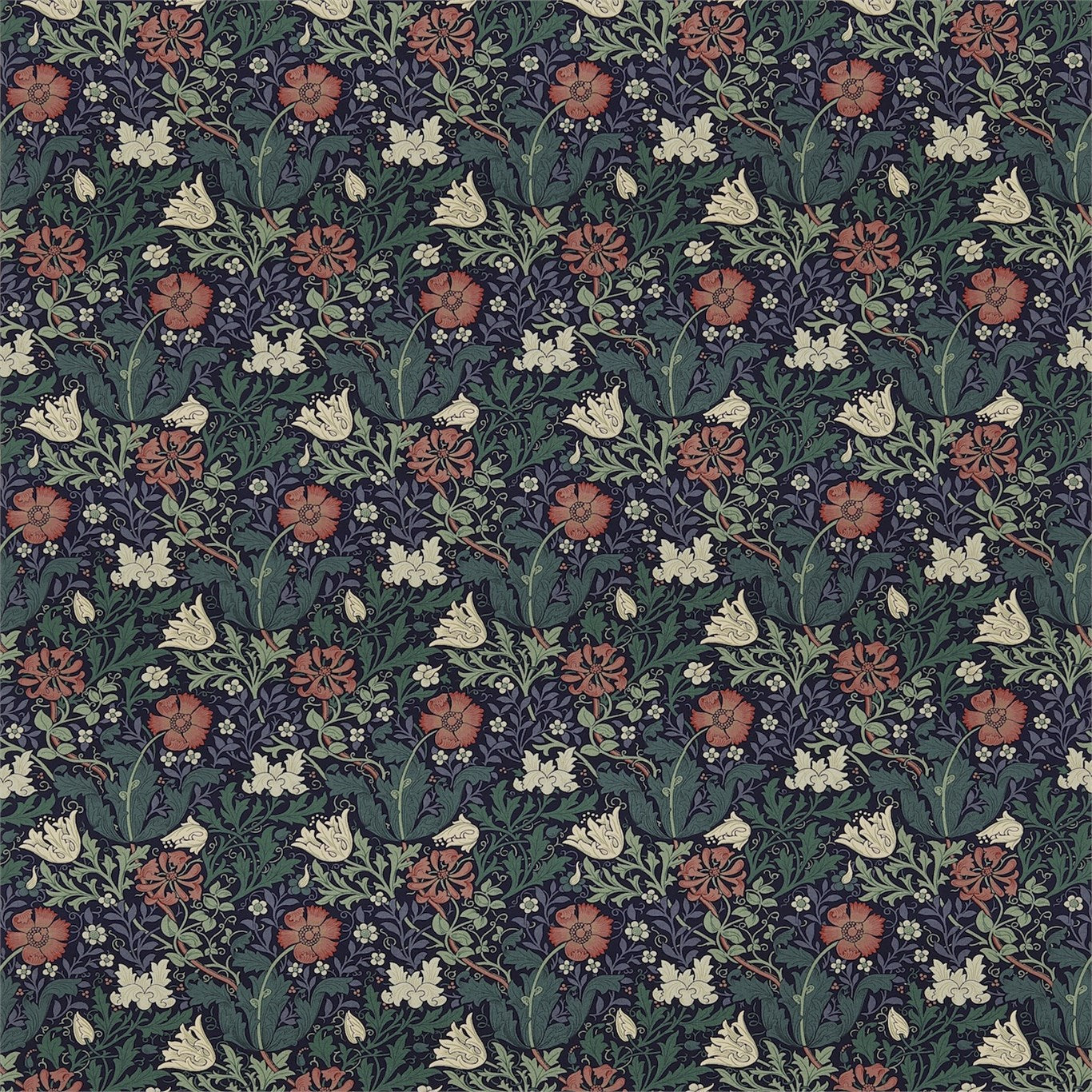 Compton Fabric by Morris & Co. - DJA196202 - Indigo/Green