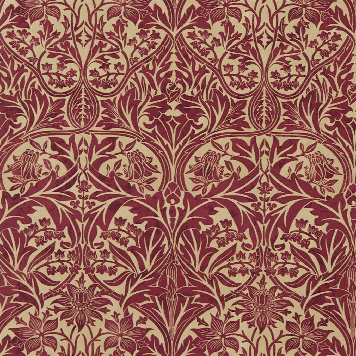 Bluebell Fabric by Morris & Co. - DM6F220332 - Claret/Gold