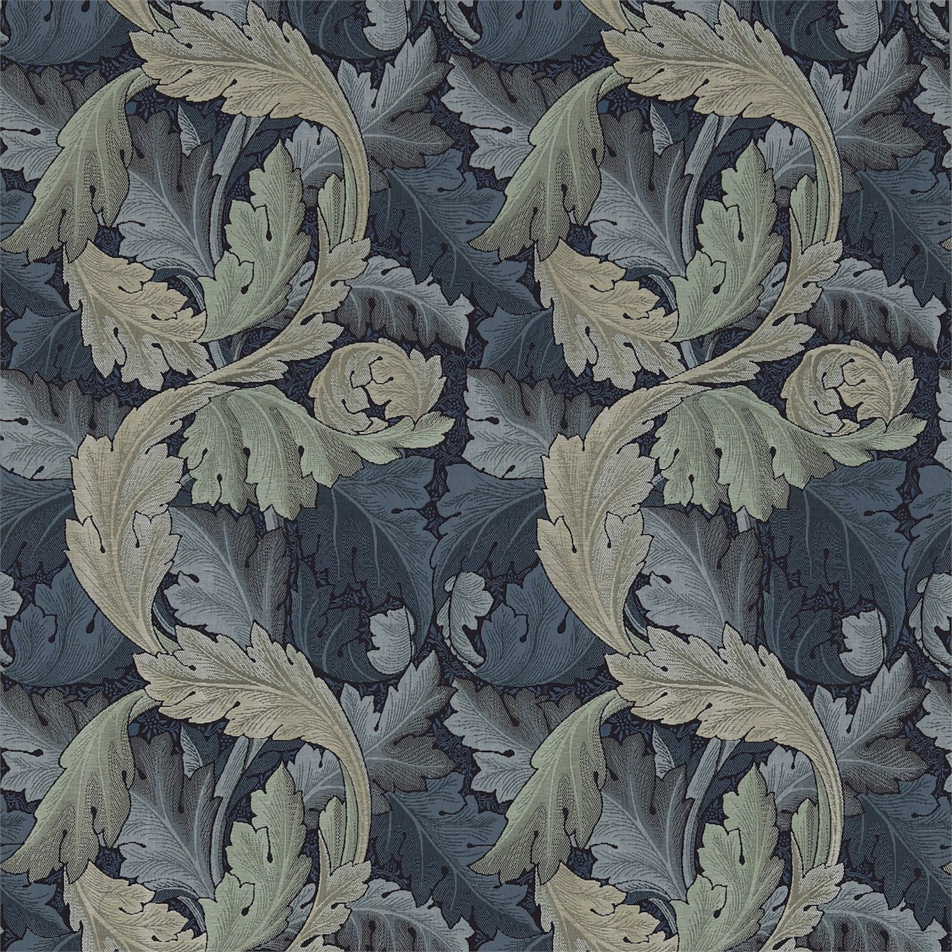 Acanthus Tapestry Fabric by Morris & Co. - DM6W230272 - Indigo/Mineral