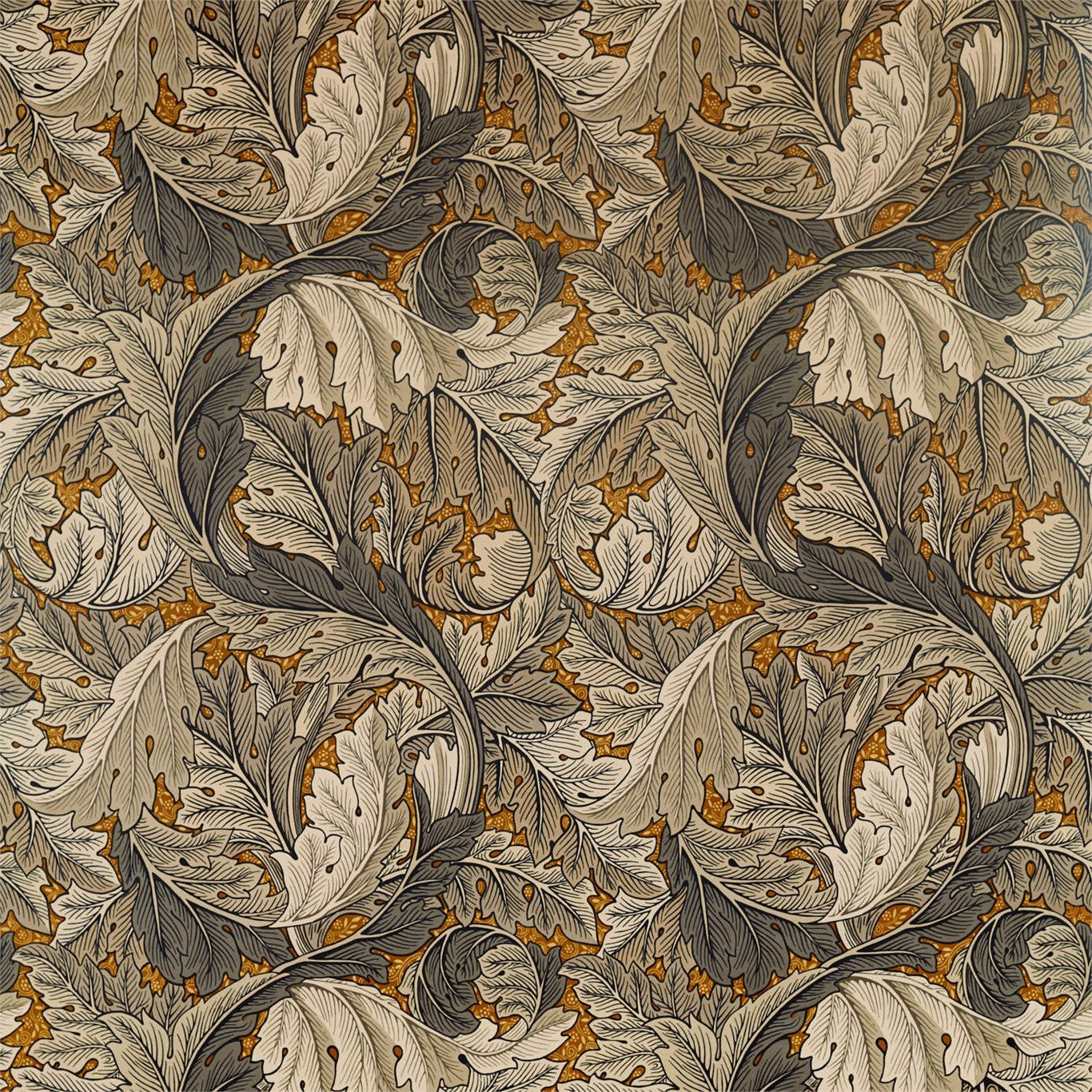 Acanthus Fabric by Morris & Co. - DMA4226400 - Mustard/Grey