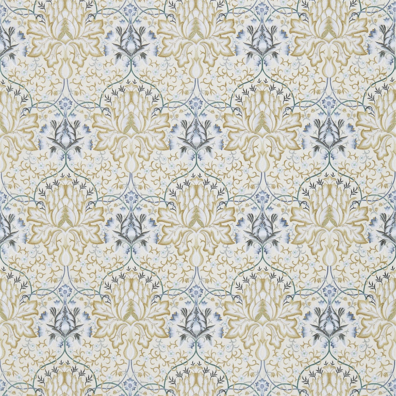 Artichoke Embroidery Fabric by Morris & Co. - DMEM234544 - Soft Gold/Cream
