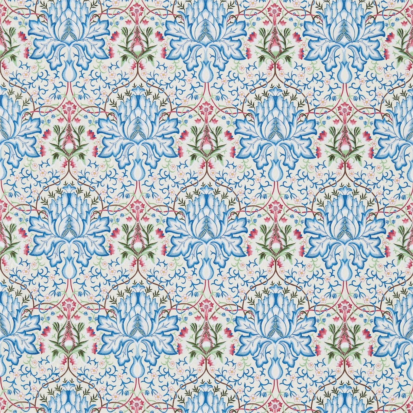 Artichoke Embroidery Fabric by Morris & Co. - DMEM234545 - Peacock/Cream