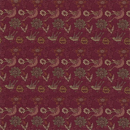 Bird & Anemone Fabric by Morris & Co. - DMFPBI202 - Red Clay