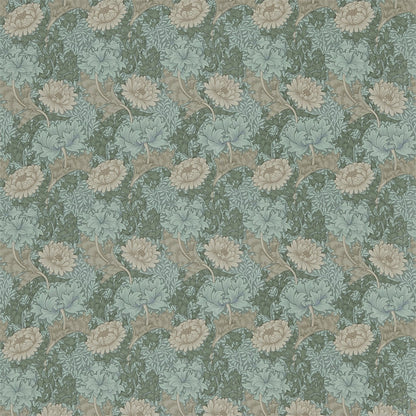 Chrysanthemum Fabric by Morris & Co. - DMFPCH208 - Green/Biscuit