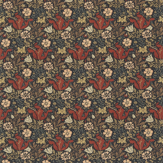 Compton Faded Fabric by Morris & Co. - DMFPCO206 - Faded Terracotta/Multi