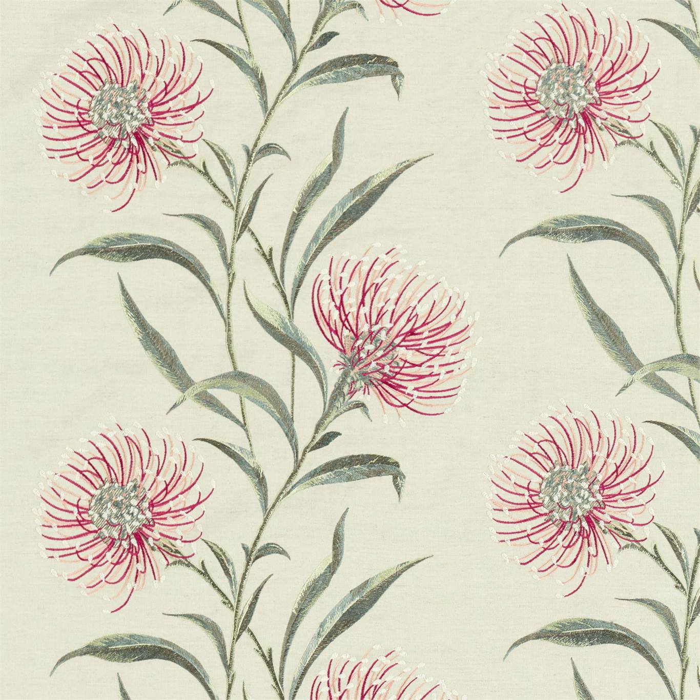 Catherinae Embroidery Fabric by Sanderson - DNTF237187 - Fuchsia