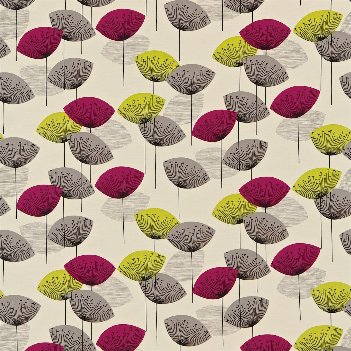 Dandelion Clocks Fabric by Sanderson - DOPNDA202 - Blackcurrant