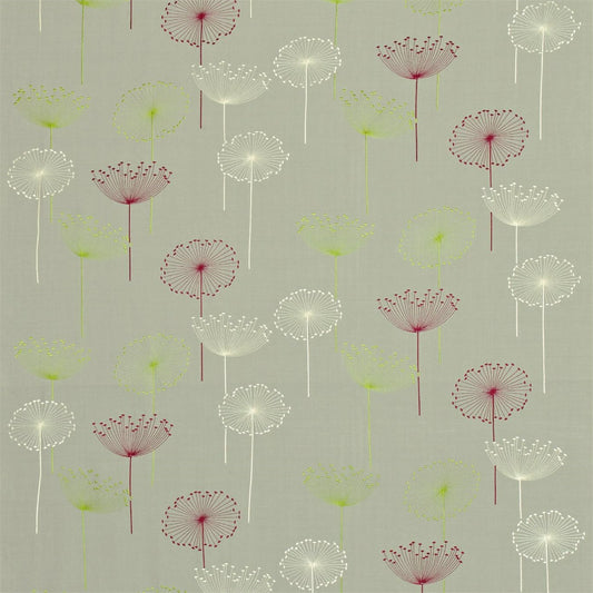 Dandelion Embroidery Fabric by Sanderson - DOPNDC302 - Silver / Blackcurrant