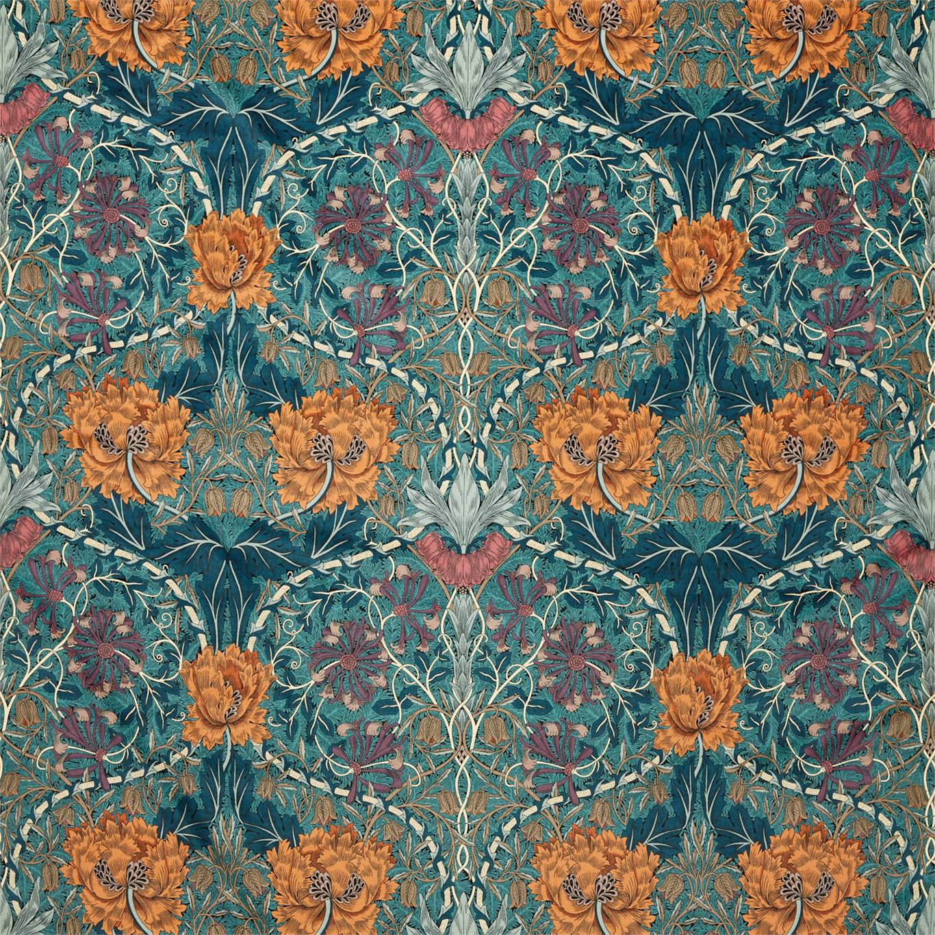 Honeysuckle And Tulip Velvet Fabric by Morris & Co.