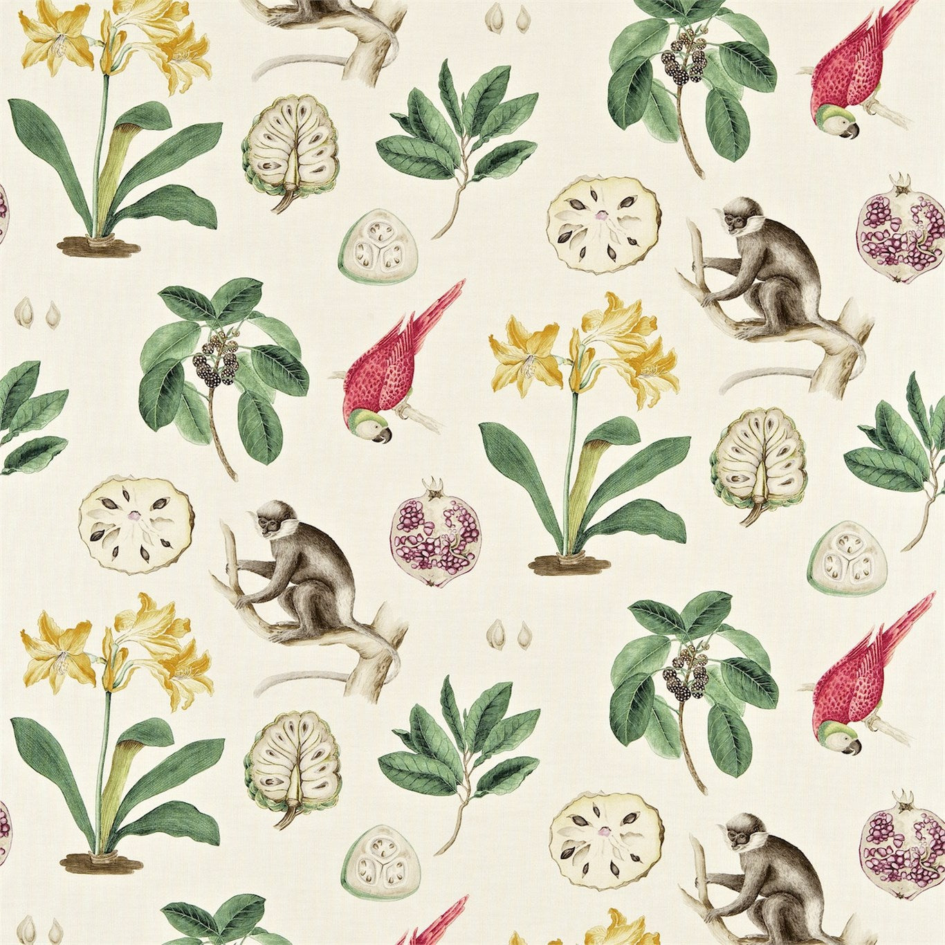 Capuchins Fabric by Sanderson - DVOY223272 - Emerald