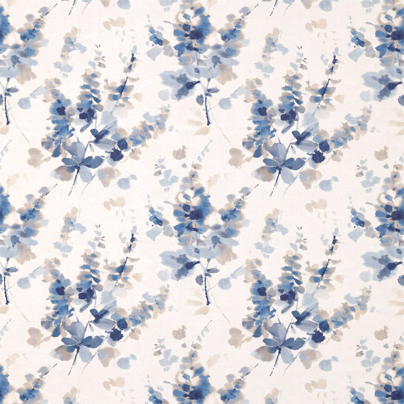 Delphiniums Fabric by Sanderson - DWAP226288 - Indigo