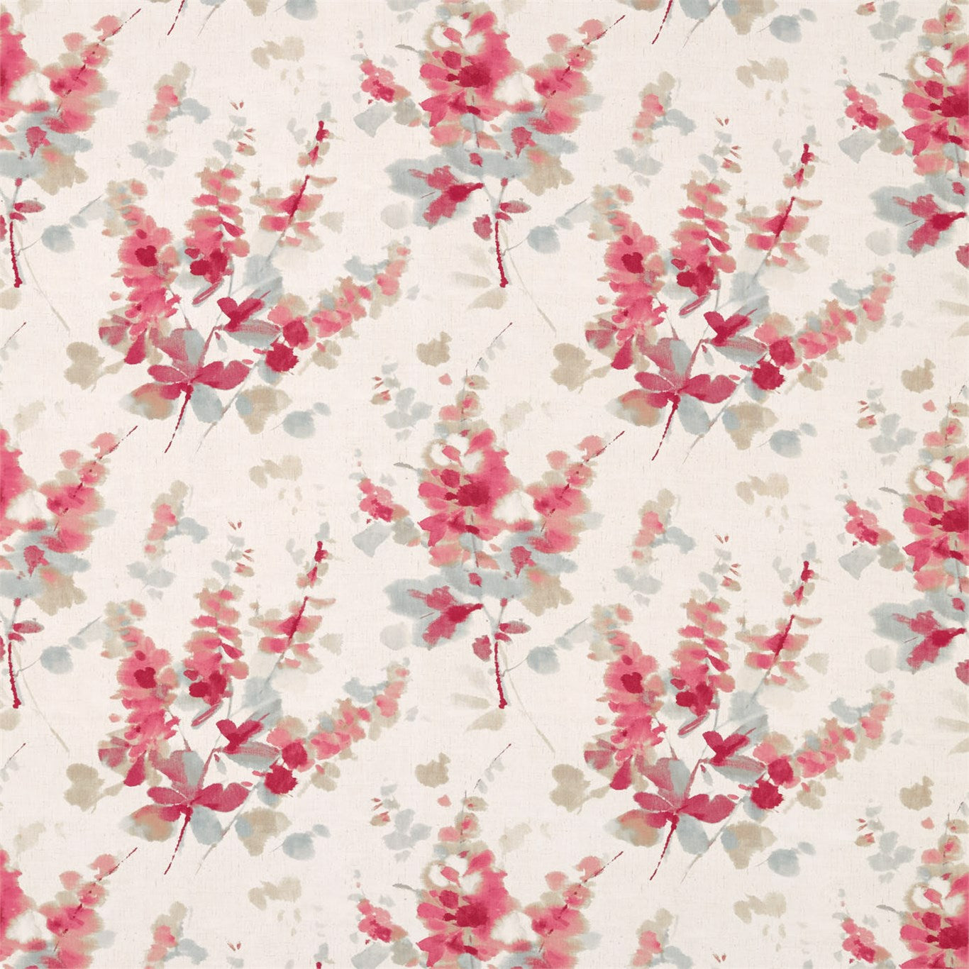 Delphiniums Fabric by Sanderson - DWAP226290 - Coral
