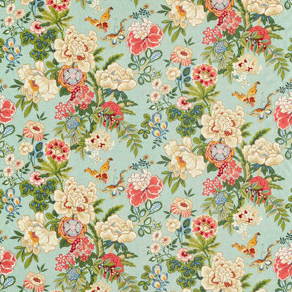 Emperor Peony Fabric by Sanderson - DWAT226963 - Jade/Apricot
