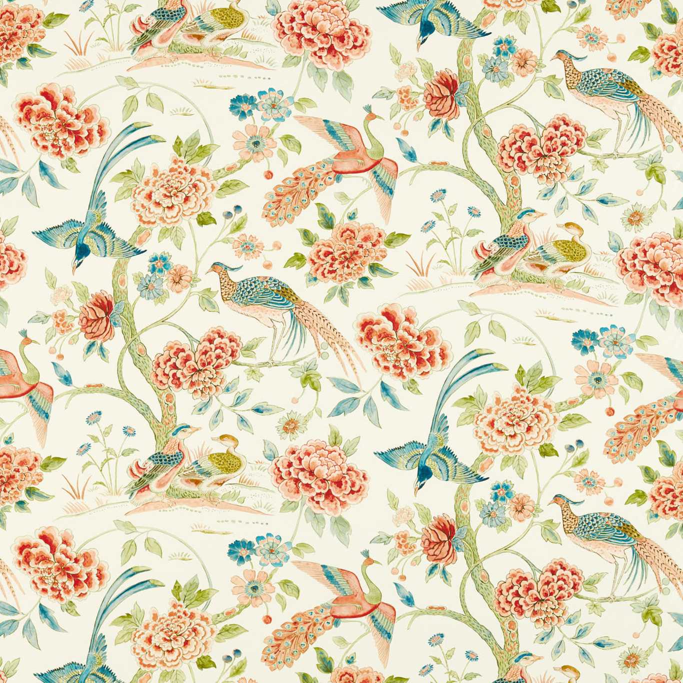 Indienne Peacock Fabric by Sanderson