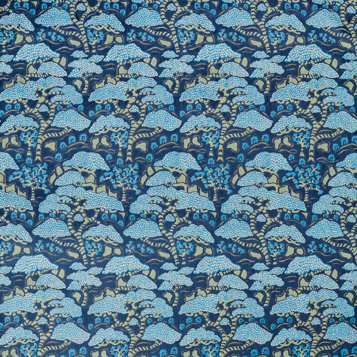 Bonsai & Gingko Fabric by Sanderson - DWAT237278 - Blue
