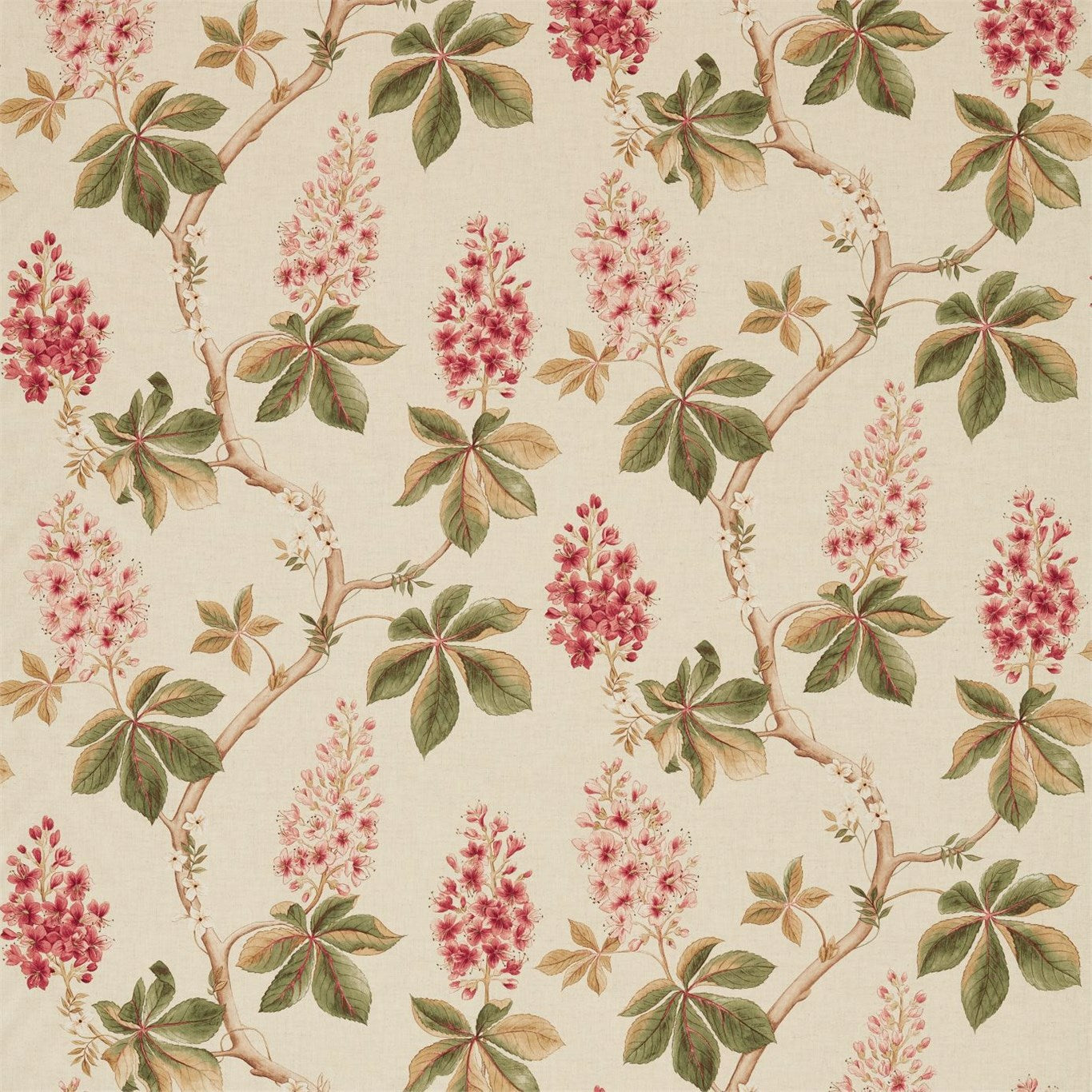 Chestnut Tree Fabric by Sanderson - DWOW225517 - Coral/Bayleaf