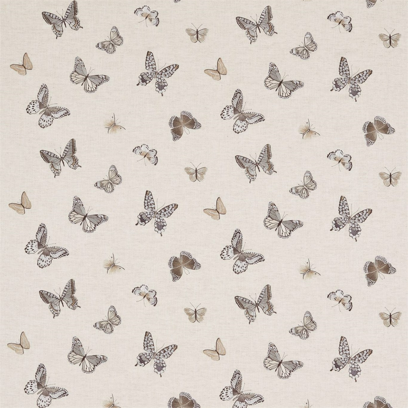 Butterfly Embroidery Fabric by Sanderson - DWOW235600 - Charcoal/Walnut