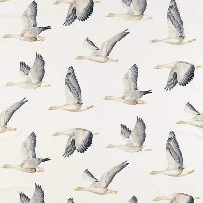 Elysian Geese Fabric by Sanderson - DYSI226520 - Silver/Chalk