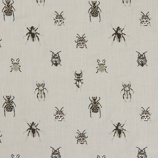 Beetle Fabric by Clarke & Clarke - F1095/01 - Charcoal/Natural
