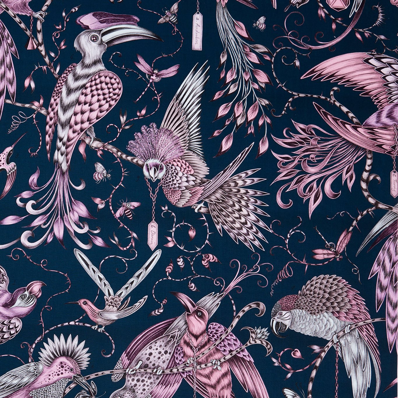 Audubon Fabric by Emma Shipley - F1108/04 - Pink