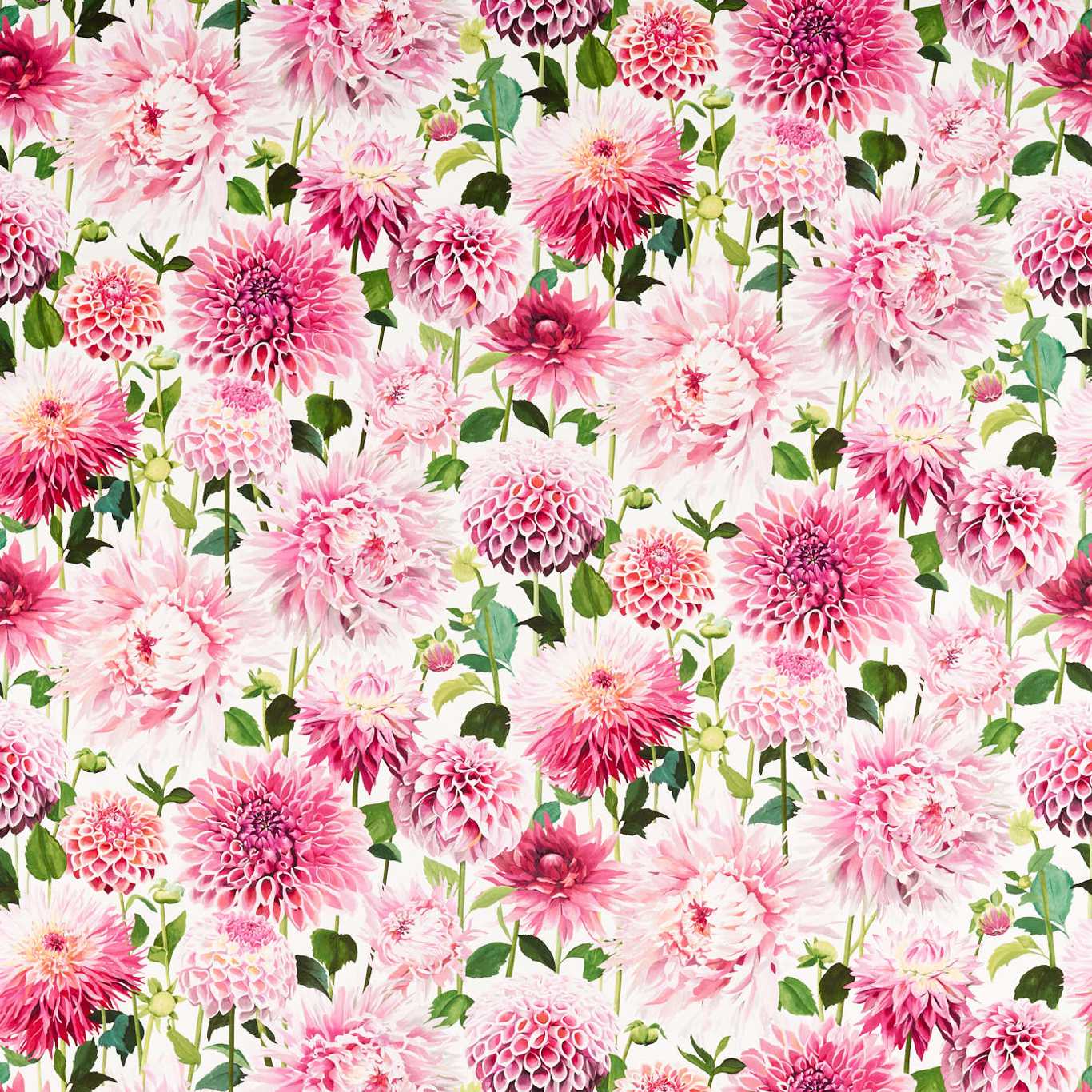 Dahlia Fabric by Harlequin - HQN2121081 - Blossom/Emerald/New������������������Beginnings