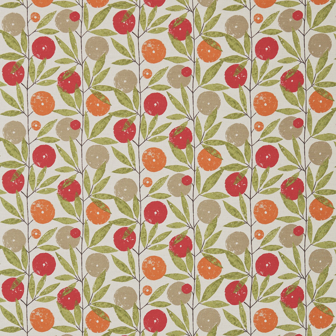 Blomma Fabric by Scion - NFIK120358 - Tangerine / Chilli / Citrus