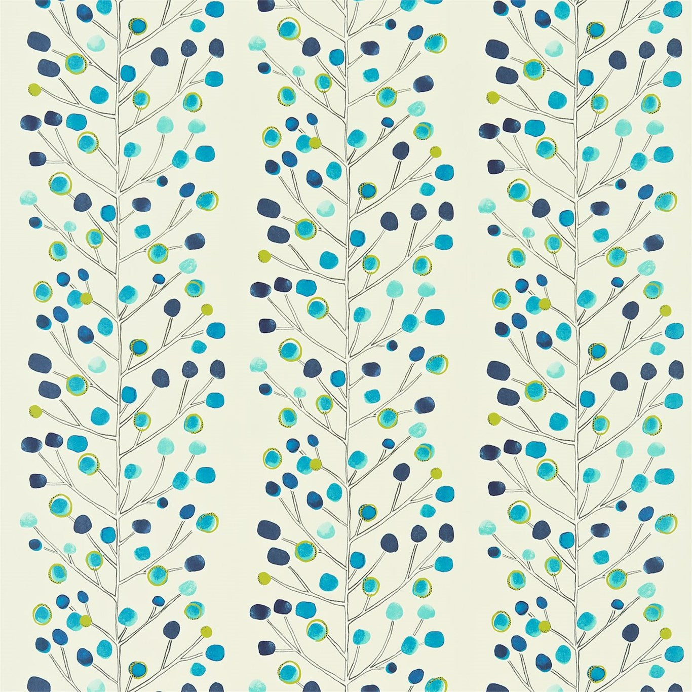 Berry Tree Fabric by Scion - NMEL120049 - Peacock Powder Blue Lime And Neutral