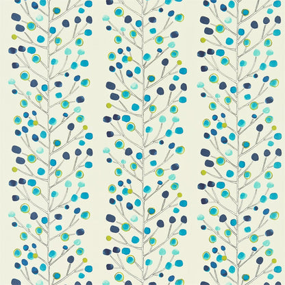 Berry Tree Fabric by Scion - NMEL120049 - Peacock Powder Blue Lime And Neutral