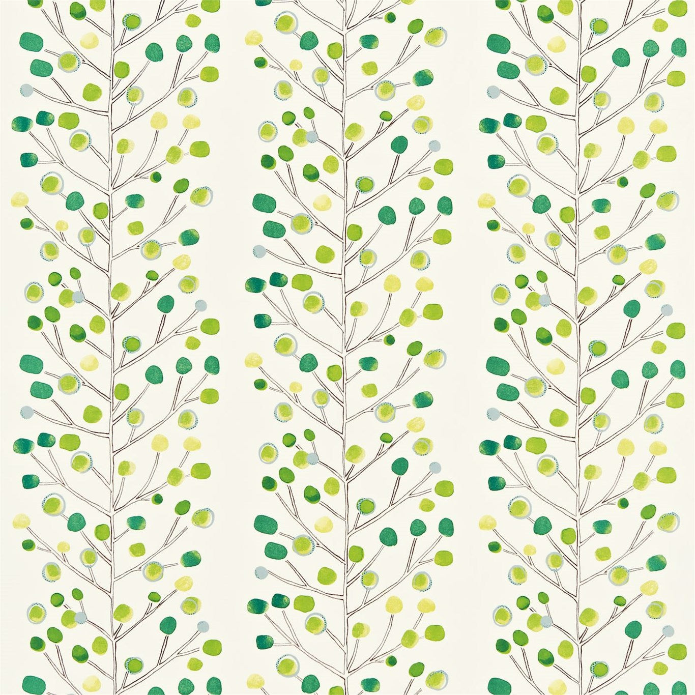 Berry Tree Fabric by Scion - NMEL120051 - Emerald Lime And Chalk