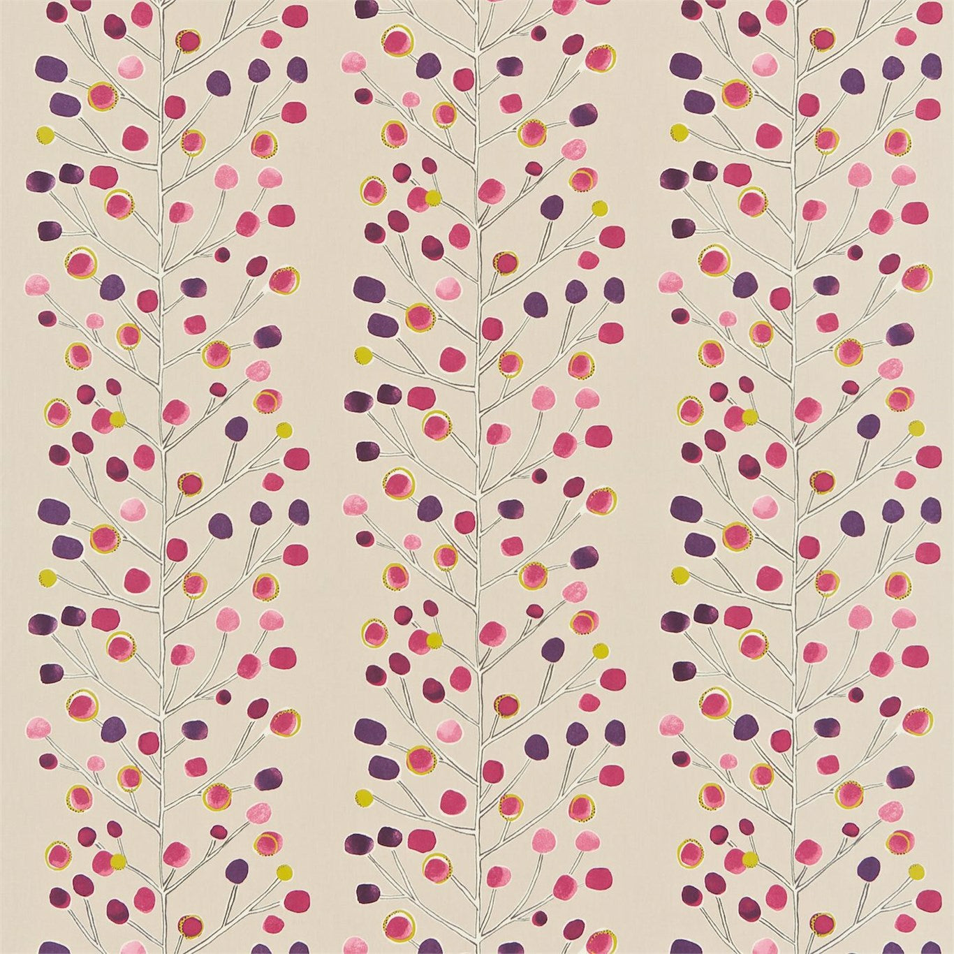 Berry Tree Fabric by Scion - NMEL120053 - Mink Plum Berry And Lime