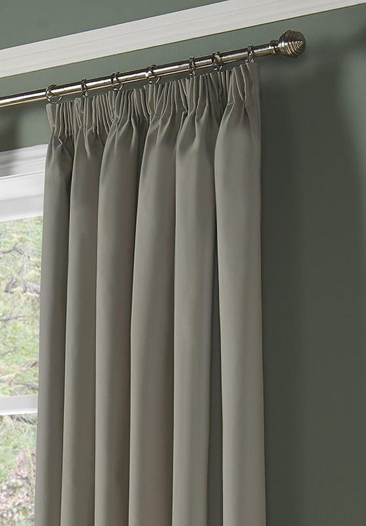 Grey 100% Blackout Thermal Taped Curtains - Pair