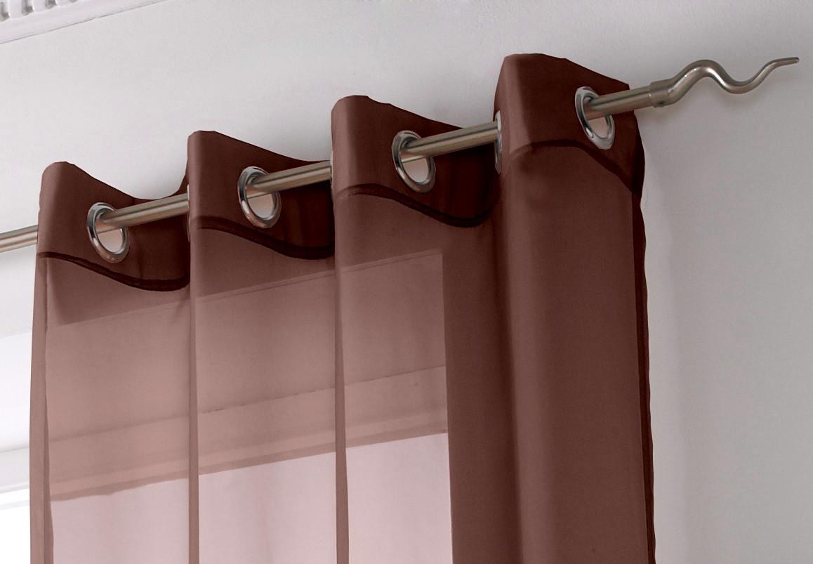 Chocolate Plain Voile Eyelet Panel. Including Free Tie Back