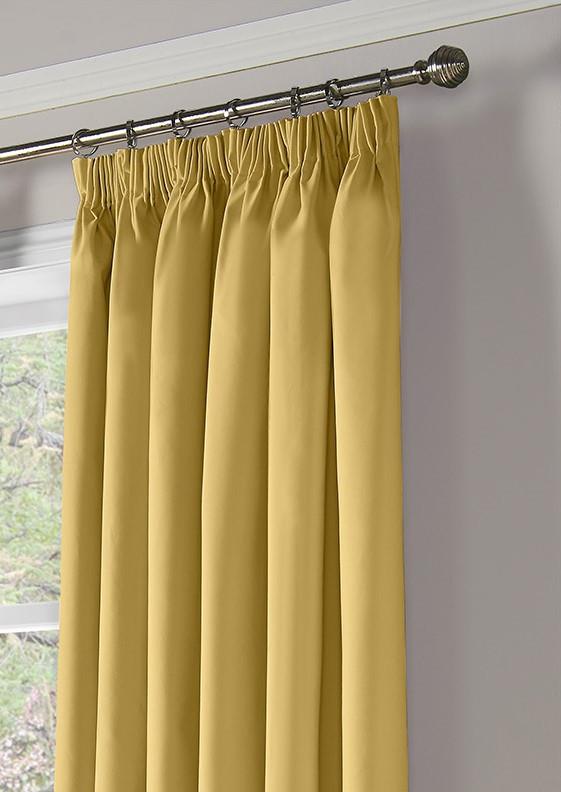Ochre 100% Blackout Thermal Taped Curtains - Pair