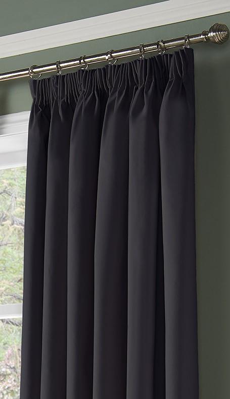 Charcoal 100% Blackout Thermal Taped Curtains - Pair