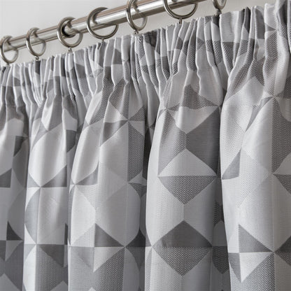 Silver Scandi Fully Lined Pencil Pleat Curtains Pair