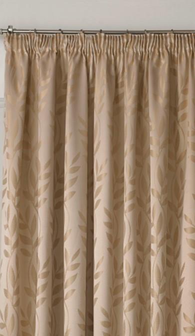 Latte Tivolia Fully Lined Pencil Pleat Curtains - Pair - Including Free Tie Backs