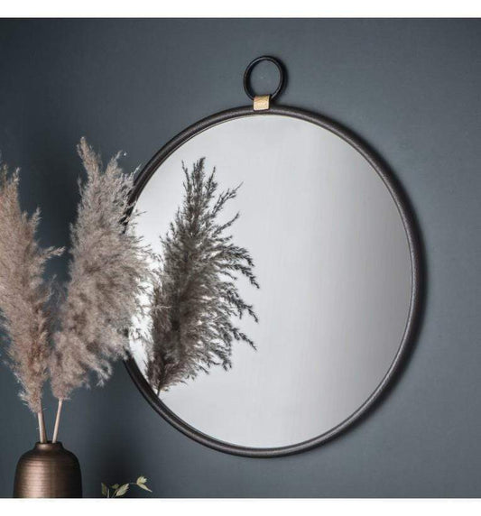 Bayswater Black Round Mirror 610x700mm by Gallery