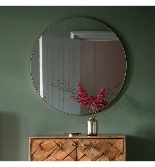 Bowie Round Mirror Silver 800x800mm by Gallery