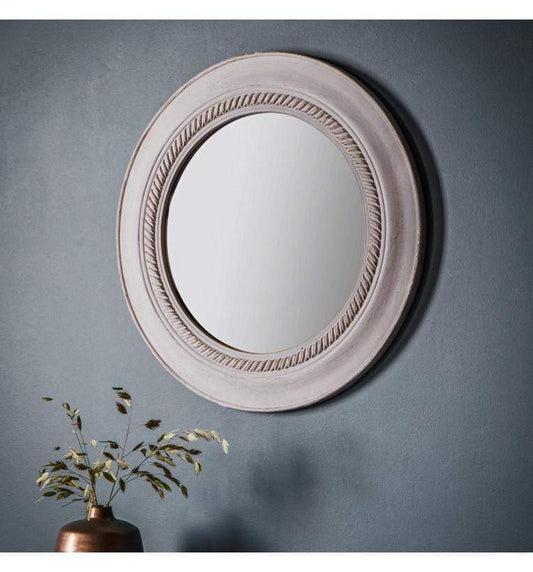 Neeson Round Mirror Distressed Grey 600x600mm by Gallery